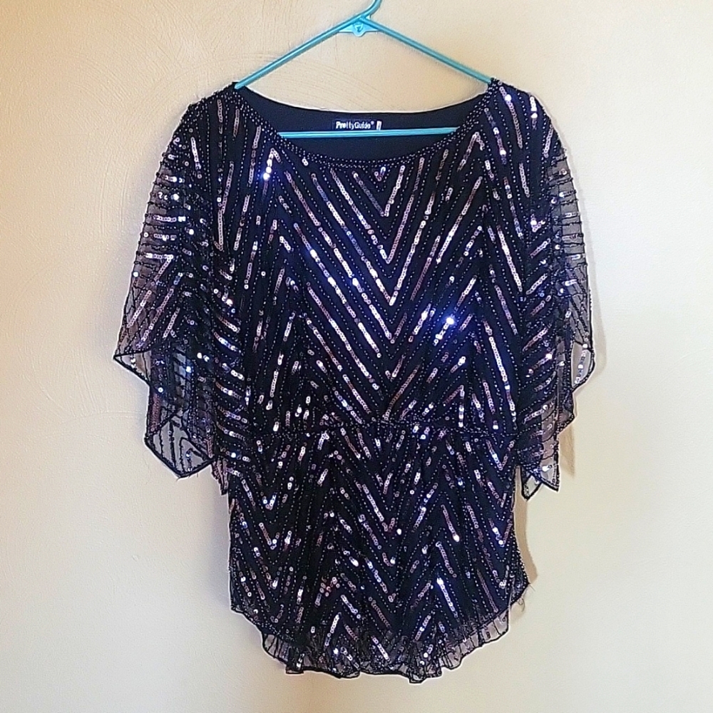 Black & Silver sequin Blouse